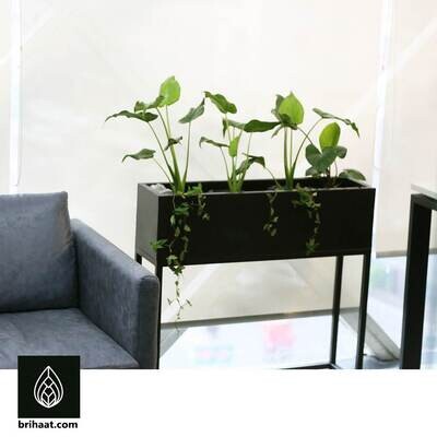 Walkway Black Metal Planter Rectangular